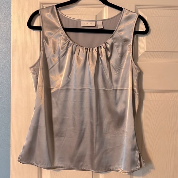 Chico’s Gray Shiny Tunic & Shimmery Crinkle Jacket Combination - Picture 7 of 12